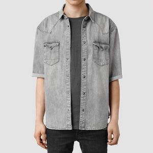 All Saints Cobo Boxy Denim Shirt - Medium